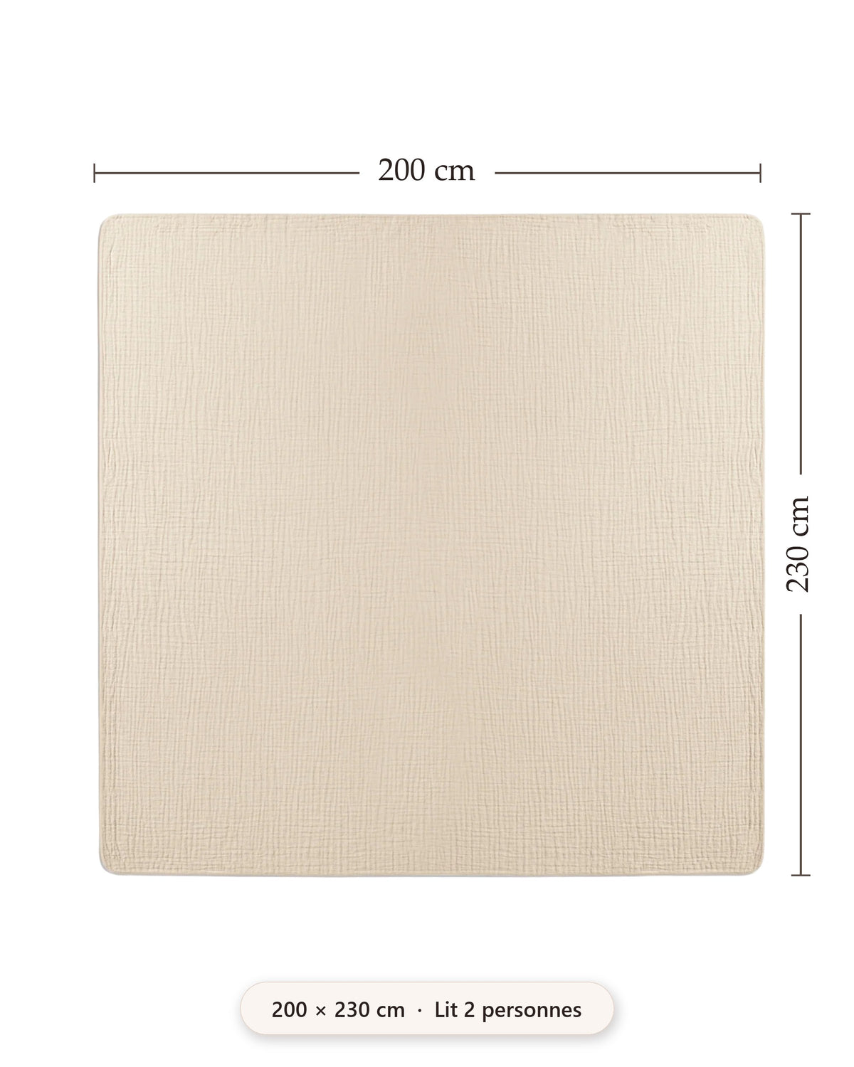 Taille 200 x 230 cm — lit 2 personnes